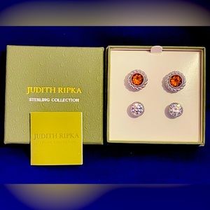 NWT Judith Ripka Sterling Collection Convertible Citrine/Diamonique Earrings
